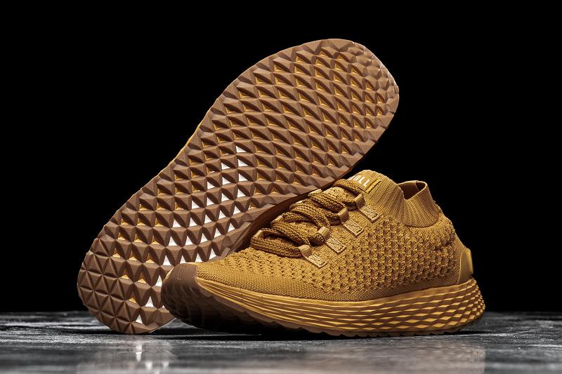 Men's Nobull Wheat Knit Running Shoes Brown | SG U2097Z